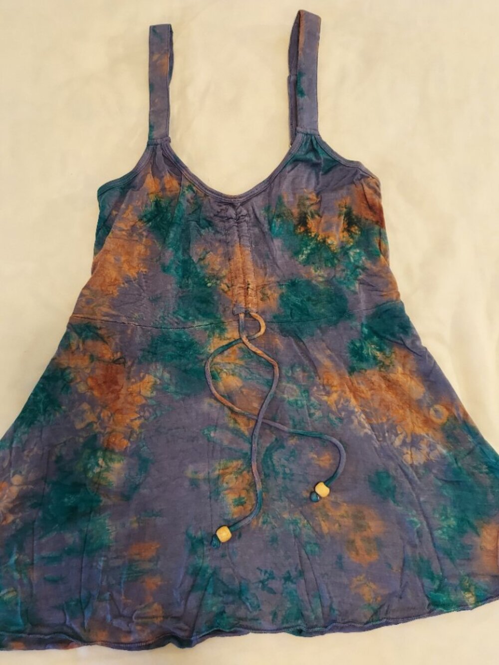 NWT Rayon Tie Dye Flowy Cinch Tank Top-Various Sizes - Picture 4 of 6